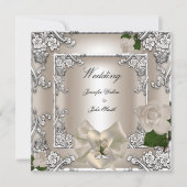 Elegant Wedding Cream Roos Silver White Kaart (Voorkant)