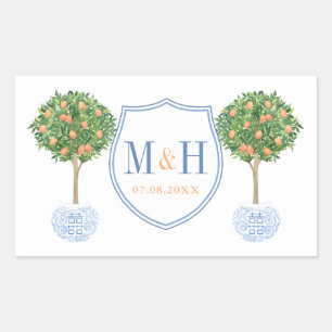 Elegant Wedding Crest Monogram Dank je wel Rechthoekige Sticker