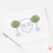 Elegant Wedding Crest Monogram Dank je wel Rechthoekige Sticker (Envelop)