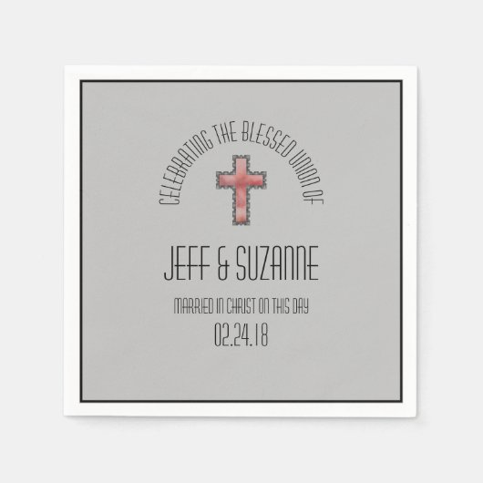 Elegant Wedding Cross Names Servet (Voorkant)