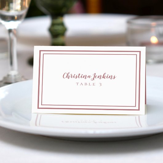 Elegant Wedding Custom Dusty Roos Guest Place Card Kaart