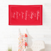 Elegant Wedding Custom Names Chic Red Welkom Spandoek (Insitu)