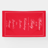 Elegant Wedding Custom Names Chic Red Welkom Spandoek (Horizontaal)