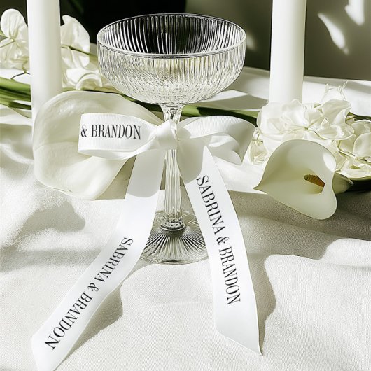 Elegant Wedding Custom Names Pattern Satijnen Lint