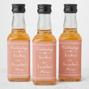 Elegant Wedding Custom Names Terracotta Cute Mini Likeurfles Etiket