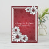 Elegant Wedding Dahlia Floral Red Kaart (Staand voorkant)