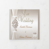 Elegant Wedding Damask Cream White Champagne 3 Drieluik Uitnodiging (Cover)