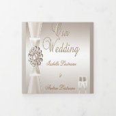 Elegant Wedding Damask Cream White Champagne 3 Drieluik Uitnodiging (Cover)