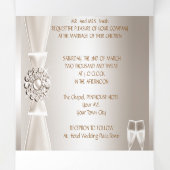 Elegant Wedding Damask Cream White Champagne 3 Drieluik Uitnodiging (Binnenkant midden)