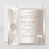 Elegant Wedding Damask Cream White Champagne Kaart (Achterkant)