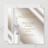 Elegant Wedding Damask Cream White Champagne Kaart (Achterkant)