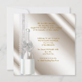 Elegant Wedding Damask Cream White Champagne Kaart (Achterkant)