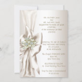 Elegant Wedding Damask Pearl Cream White Bow 2 Kaart (Achterkant)