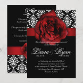 Elegant Wedding Damask Red Rose Black White Kaart (Voorkant / Achterkant)