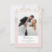 Elegant Wedding Dank je Floral Waterverf Blush Bedankkaart (Voorkant)