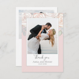 Elegant Wedding Dank je Floral Waterverf Blush Bedankkaart