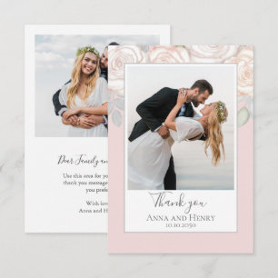 Elegant Wedding Dank je Floral Waterverf Blush Bedankkaart