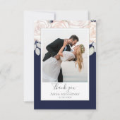 Elegant Wedding Dank je Floral Waterverf Navy Bedankkaart (Voorkant)