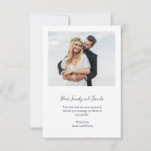 Elegant Wedding Dank je Floral Waterverf Navy Bedankkaart (Achterkant)