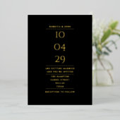 Elegant Wedding Date Foto Black and Gold Folie Uitnodiging (Staand Voorkant)