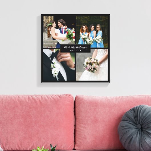 Elegant Wedding Day Foto Collage Canvas Afdruk (Insitu (Woonkamer))