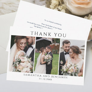 Elegant Wedding Day Foto Collage Hartelijk dank Notitiekaartje