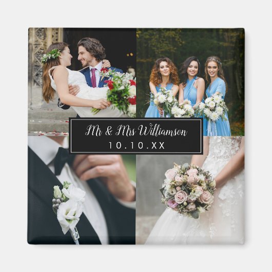 Elegant Wedding Day Foto Collage Magneet (Voorkant)