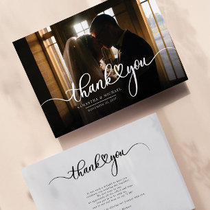 Elegant Wedding Day Foto met handschrift Hartelijk Notitiekaartje