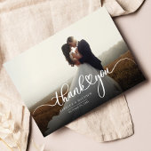 Elegant Wedding Day Fotokalligrafie Hartelijk dank Notitiekaartje