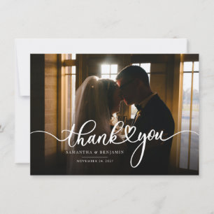 Elegant Wedding Day Fotoscript Hartelijk dank Notitiekaartje