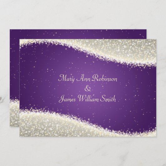 Elegant Wedding Dazzling Sparkles Paars Kaart (Voorkant / Achterkant)