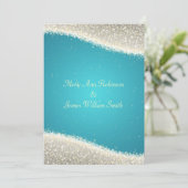 Elegant Wedding Dazzling Sparkles Turquoise Kaart (Staand voorkant)