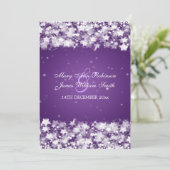 Elegant Wedding Dazzling Stars Paars Kaart (Staand voorkant)