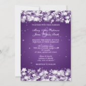 Elegant Wedding Dazzling Stars Paars Kaart (Achterkant)