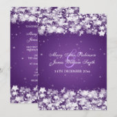 Elegant Wedding Dazzling Stars Paars Kaart (Voorkant / Achterkant)