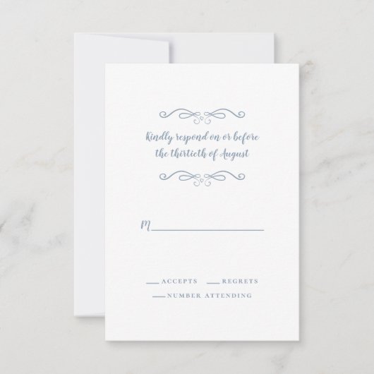 Elegant Wedding Delicate Dusty Blue Minimalist RSVP Kaartje (Voorkant)