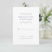 Elegant Wedding Delicate Dusty Blue Minimalist RSVP Kaartje (Staand voorkant)