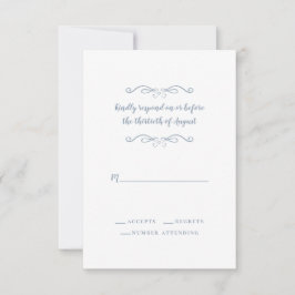 Elegant Wedding Delicate Dusty Blue Minimalist RSVP Kaartje