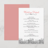 Elegant WEDDING DETAILS BEHUIZEN KAART MET Rozen (Voorkant / Achterkant)