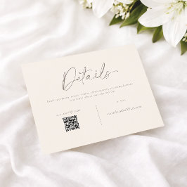 Elegant Wedding Details Card with QR Code Kaart