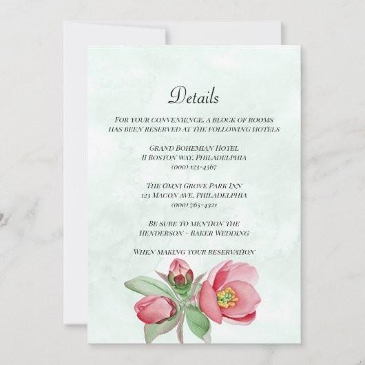 Elegant Wedding Details Kaart. Uitnodiging (Voorkant)