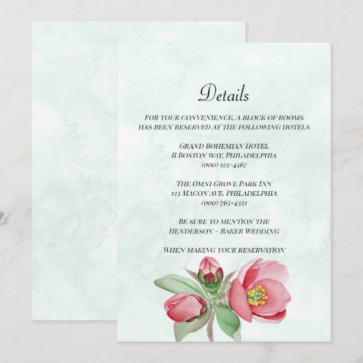 Elegant Wedding Details Kaart. Uitnodiging (Voorkant / Achterkant)