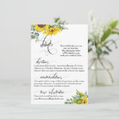 Elegant Wedding Details, Zonnebloemen & Eucalyptus Informatiekaartje (Staand voorkant)