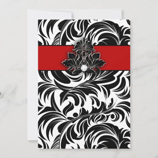 Elegant Wedding Diamond Emblem Red Black White Kaart (Voorkant)