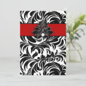 Elegant Wedding Diamond Emblem Red Black White Kaart (Staand voorkant)