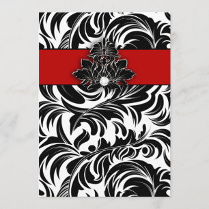Elegant Wedding Diamond Emblem Red Black White Kaart