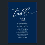 Elegant Wedding Dinner, Gastentabel Kaart<br><div class="desc">De Kaart van de Grafiek van de Grafiek van de Gast van de Dinner van de weddenschap,  Modern Elegant Manuscript. Pas de tekst aan en/of verwijder en vul deze in met de naam van uw trouwpartij (Navy Blue).</div>