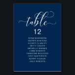 Elegant Wedding Dinner, gastzitje Kaart<br><div class="desc">De Kaart van de Grafiek van de Zeetafel van de Kerst van de weddenschap,  Modern Elegant Navy Blue Script. Pas de tekst aan en/of verwijder en vul deze in met het thema van uw trouwpartij.</div>
