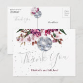 Elegant Wedding Disco Silver Dank u Briefkaart (Voorkant / Achterkant)