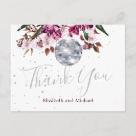 Elegant Wedding Disco Silver Dank u Briefkaart